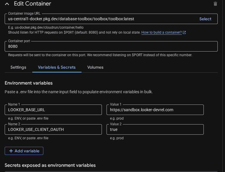 Container variables